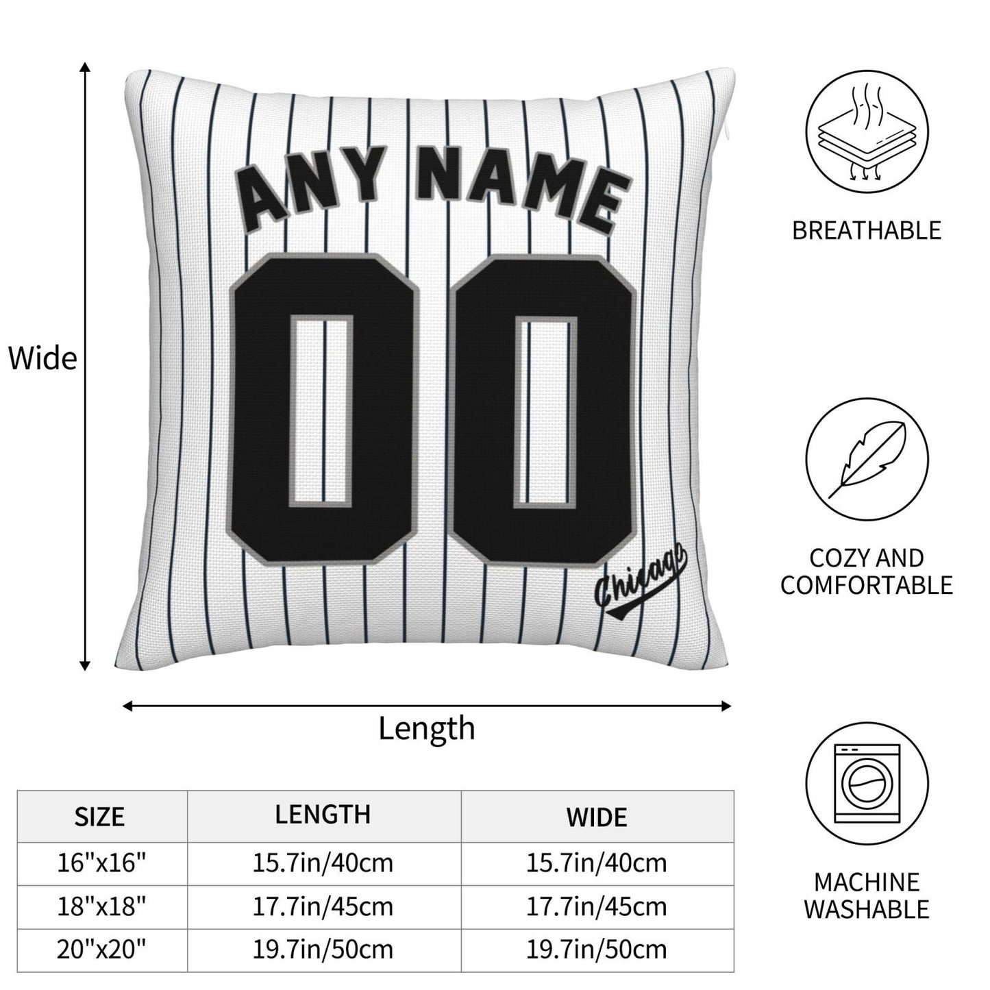 Custom Chicago White Sox Pillow Decorative Throw Pillow Case - Print Personalized Football Team Fans Name & Number Birthday Gift Football Pillows
