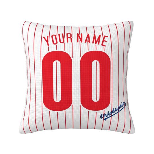 Custom Philadelphia Phillies Pillow Decorative Throw Pillow Case - Print Personalized Football Team Fans Name & Number Birthday Gift Football Pillows