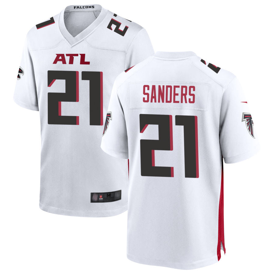 A.Falcons #21 Deion Sanders Player White Home Game BALCE Stitched Jerseys