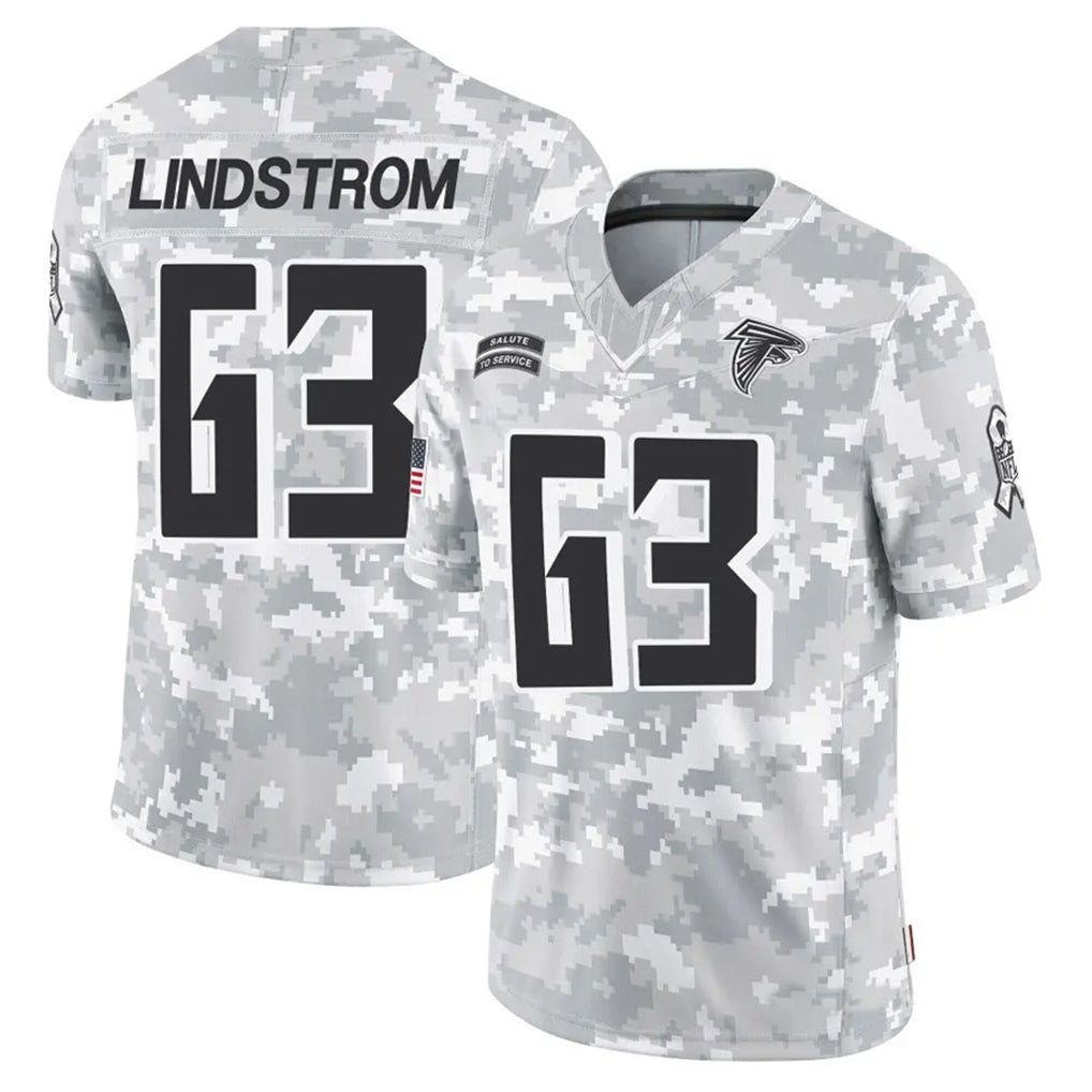 A.Falcons #63 Chris Lindstrom Player Arctic Camo Salute to Service Limited BALCE Stitched Jerseys