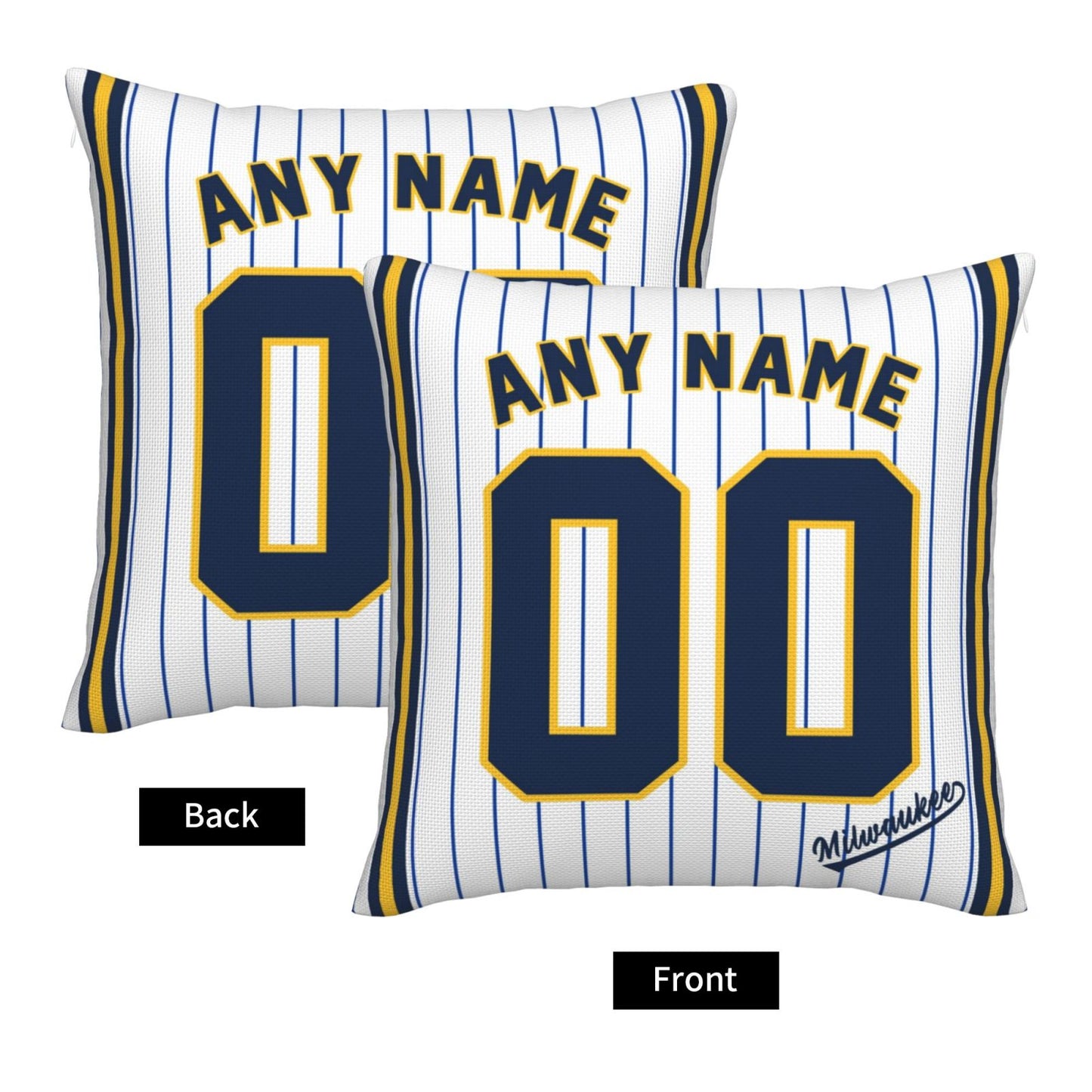 Custom Milwaukee Brewers Pillow Decorative Throw Pillow Case - Print Personalized Football Team Fans Name & Number Birthday Gift Football Pillows