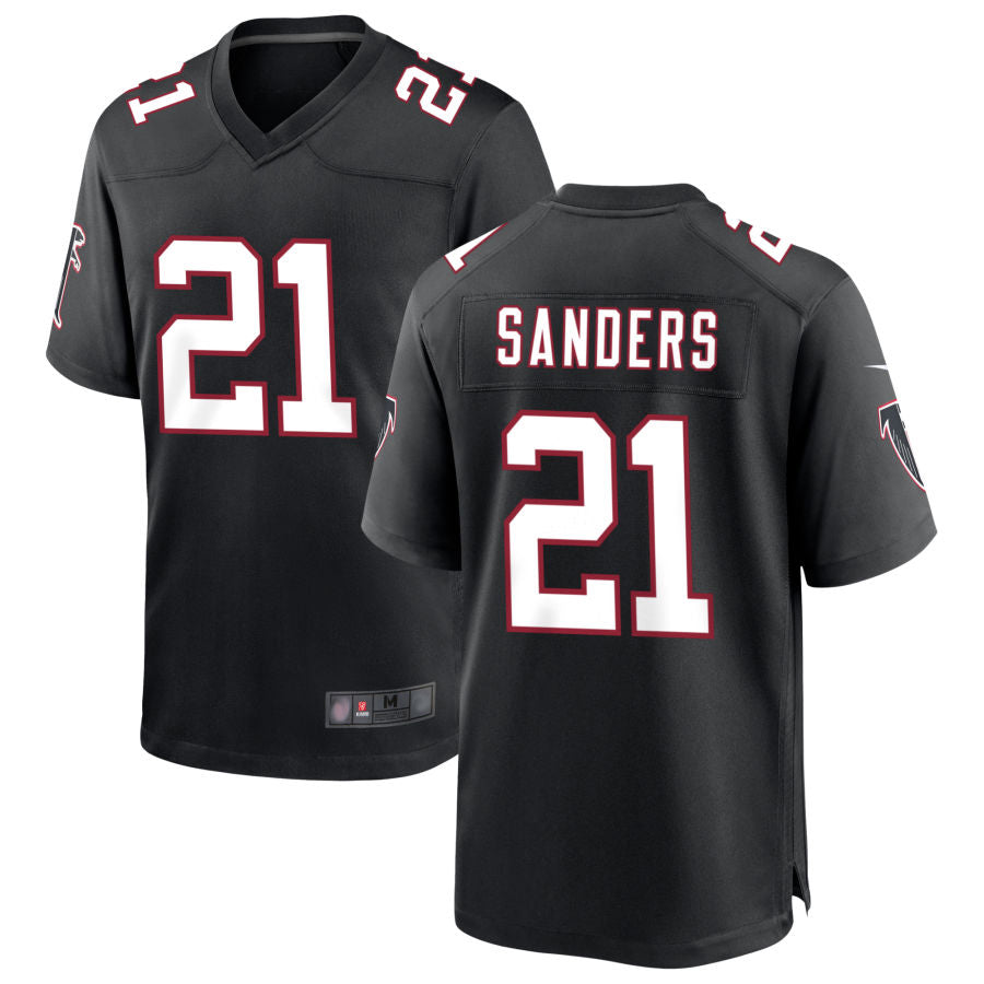 A.Falcons #21 Deion Sanders Player Black Throwback Limited BALCE Stitched Jerseys