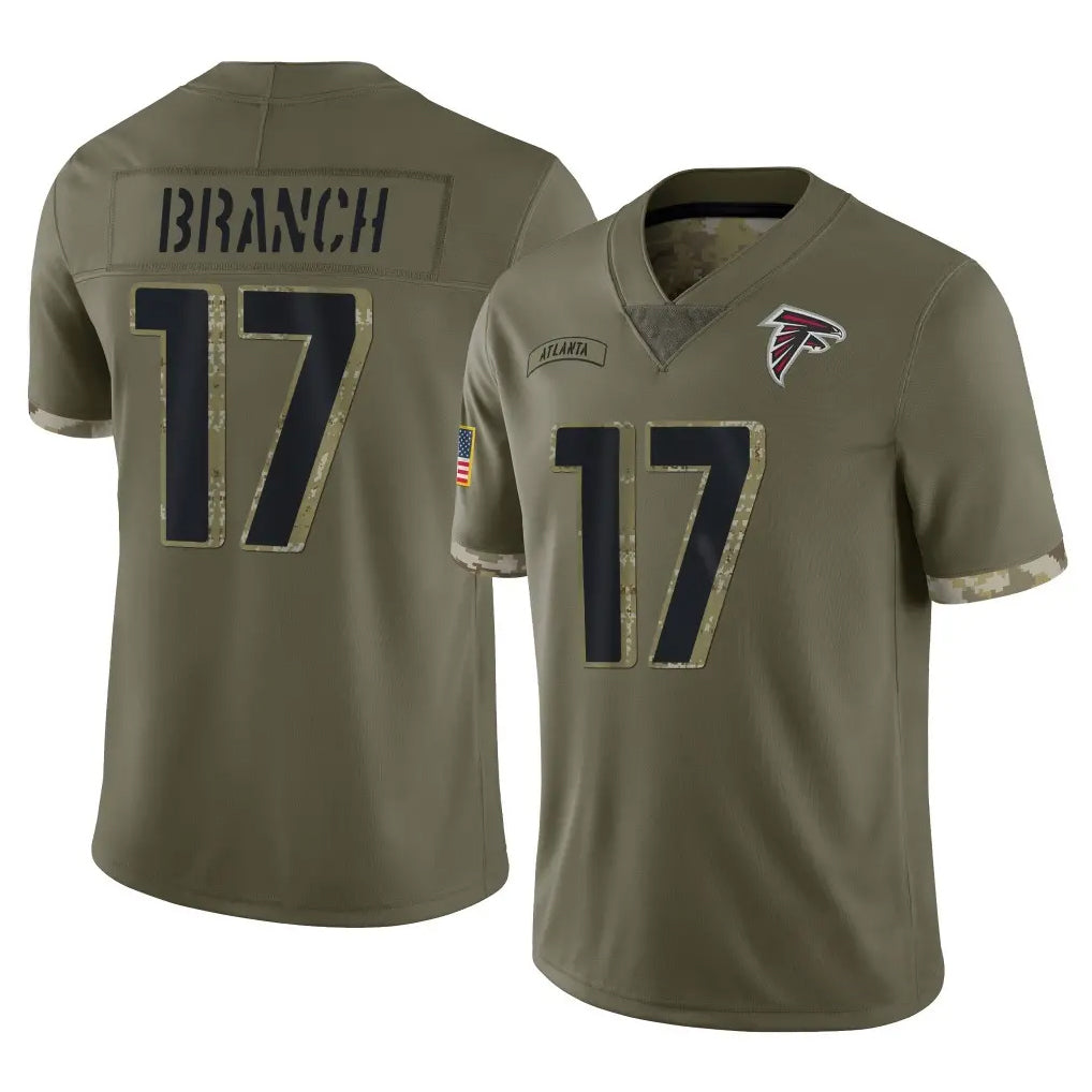 A.Falcons #17 Zachariah Branch Player Olive Salute To Service BALCE Stitched Jerseys