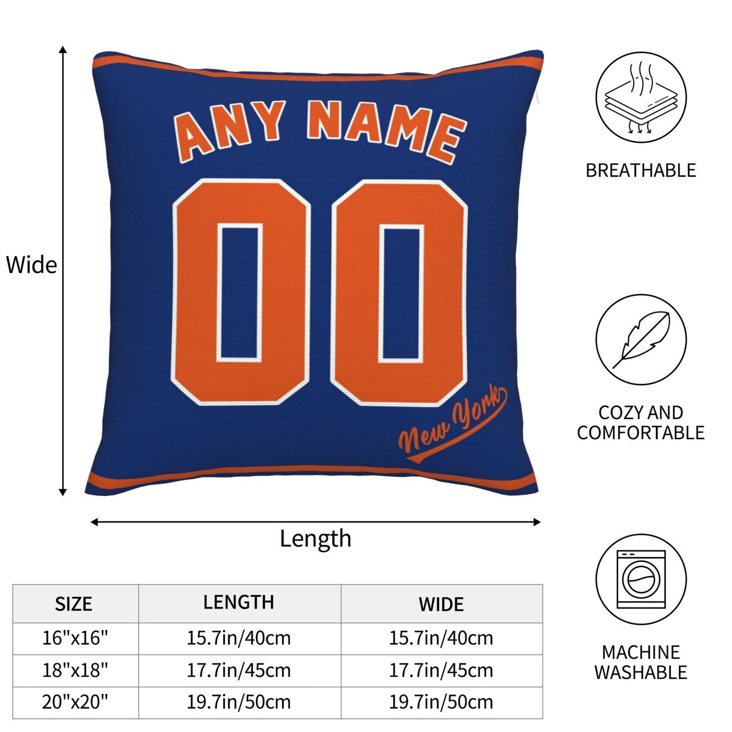 Custom New York Mets Pillow Decorative Throw Pillow Case - Print Personalized Football Team Fans Name & Number Birthday Gift Football Pillows