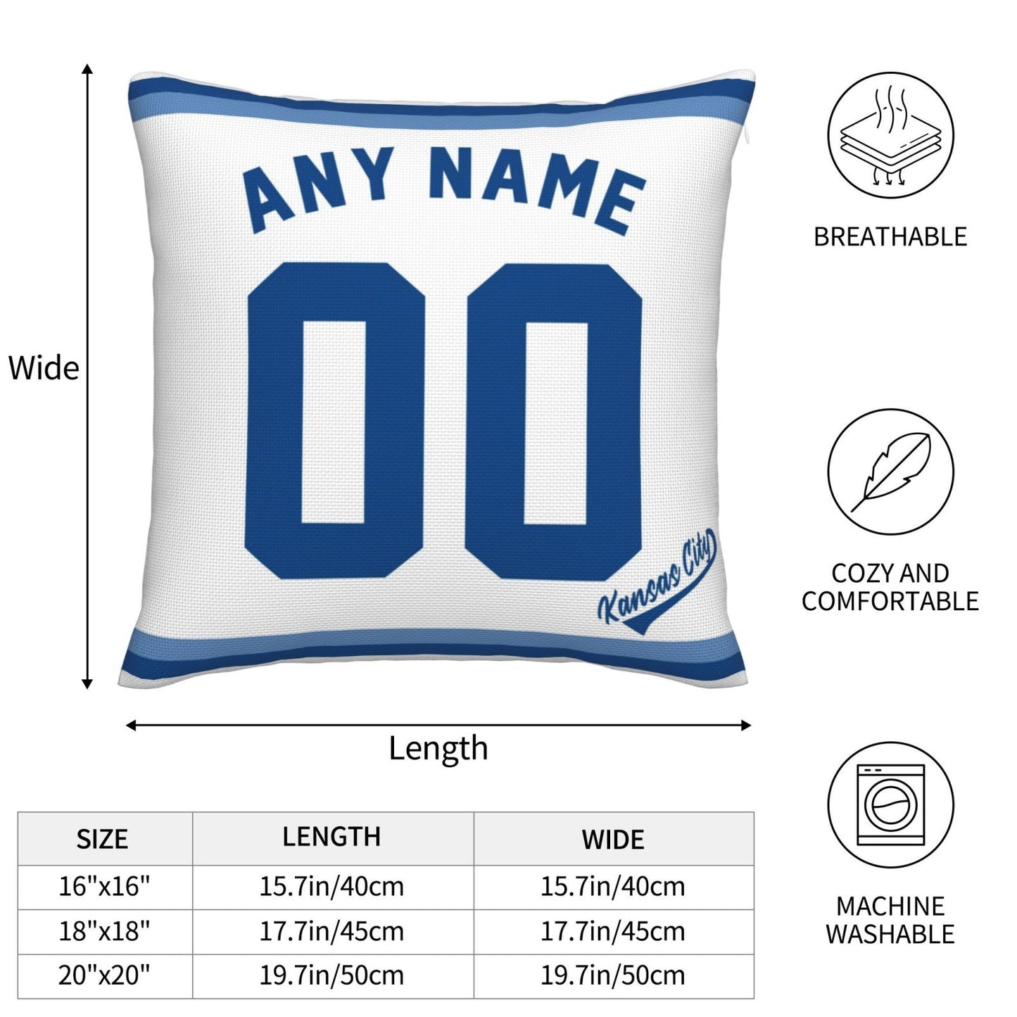 Custom Kansas City Royals Pillow Decorative Throw Pillow Case - Print Personalized Football Team Fans Name & Number Birthday Gift Football Pillows