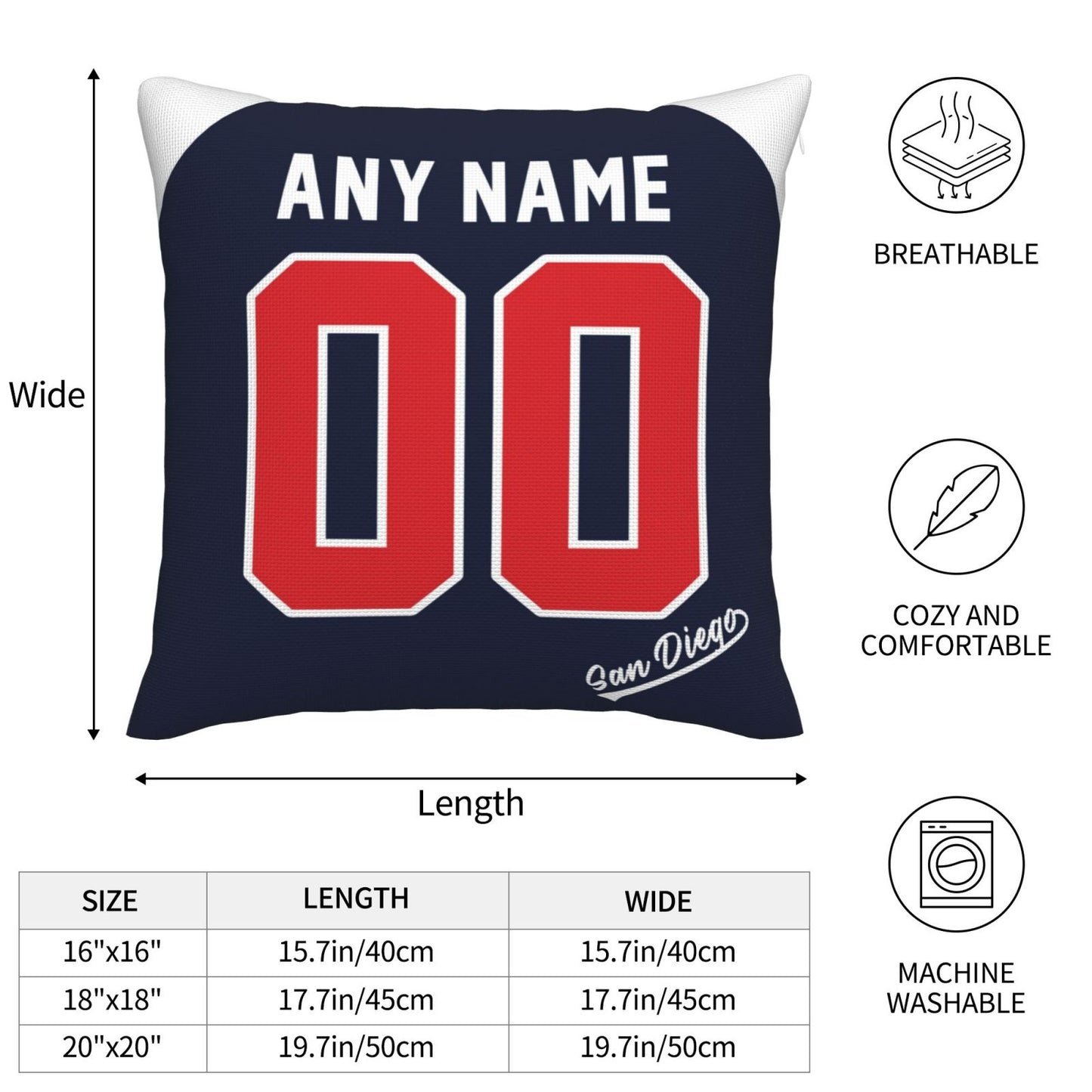 Custom San Diego Padres Pillow Decorative Throw Pillow Case - Print Personalized Football Team Fans Name & Number Birthday Gift Football Pillows