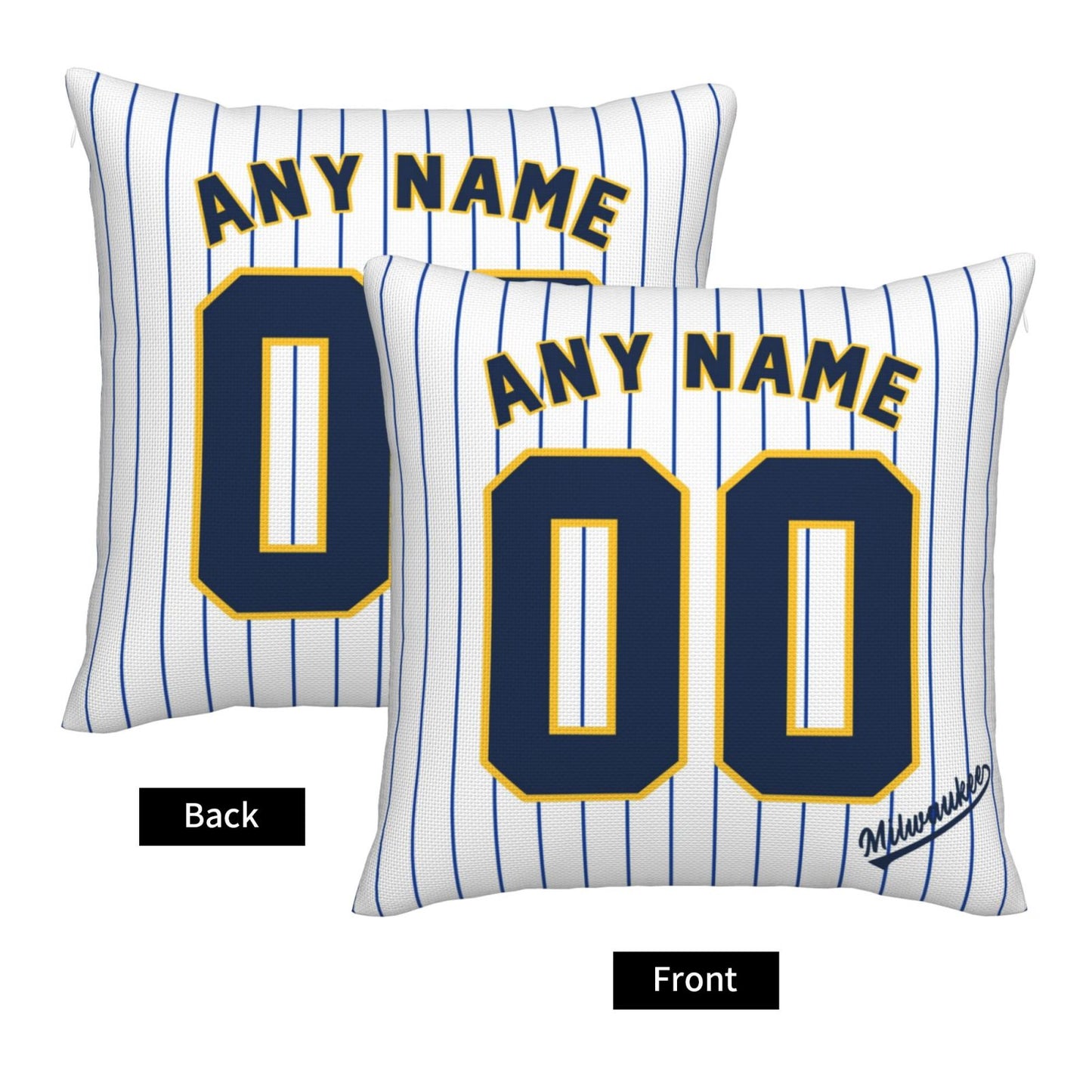 Custom Milwaukee Brewers Pillow Decorative Throw Pillow Case - Print Personalized Football Team Fans Name & Number Birthday Gift Football Pillows