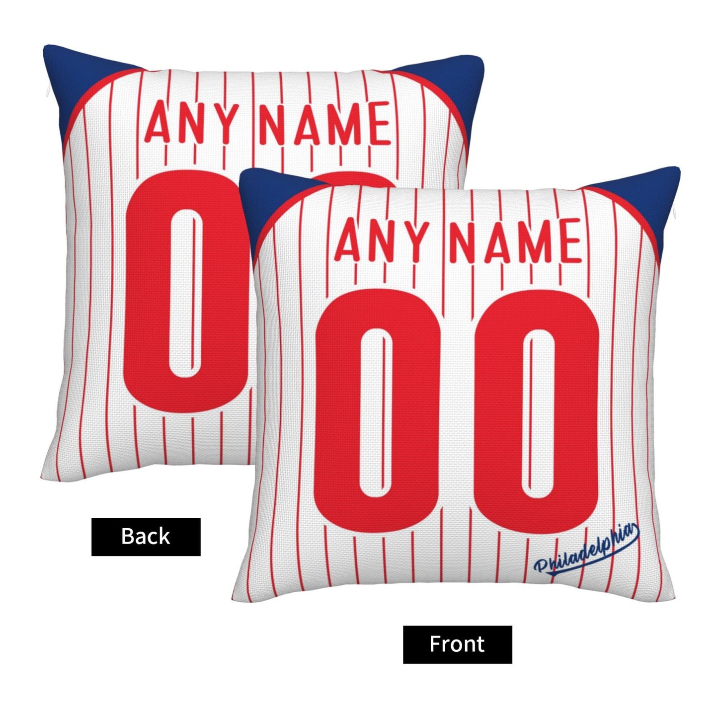 Custom Philadelphia Phillies Pillow Decorative Throw Pillow Case - Print Personalized Football Team Fans Name & Number Birthday Gift Football Pillows