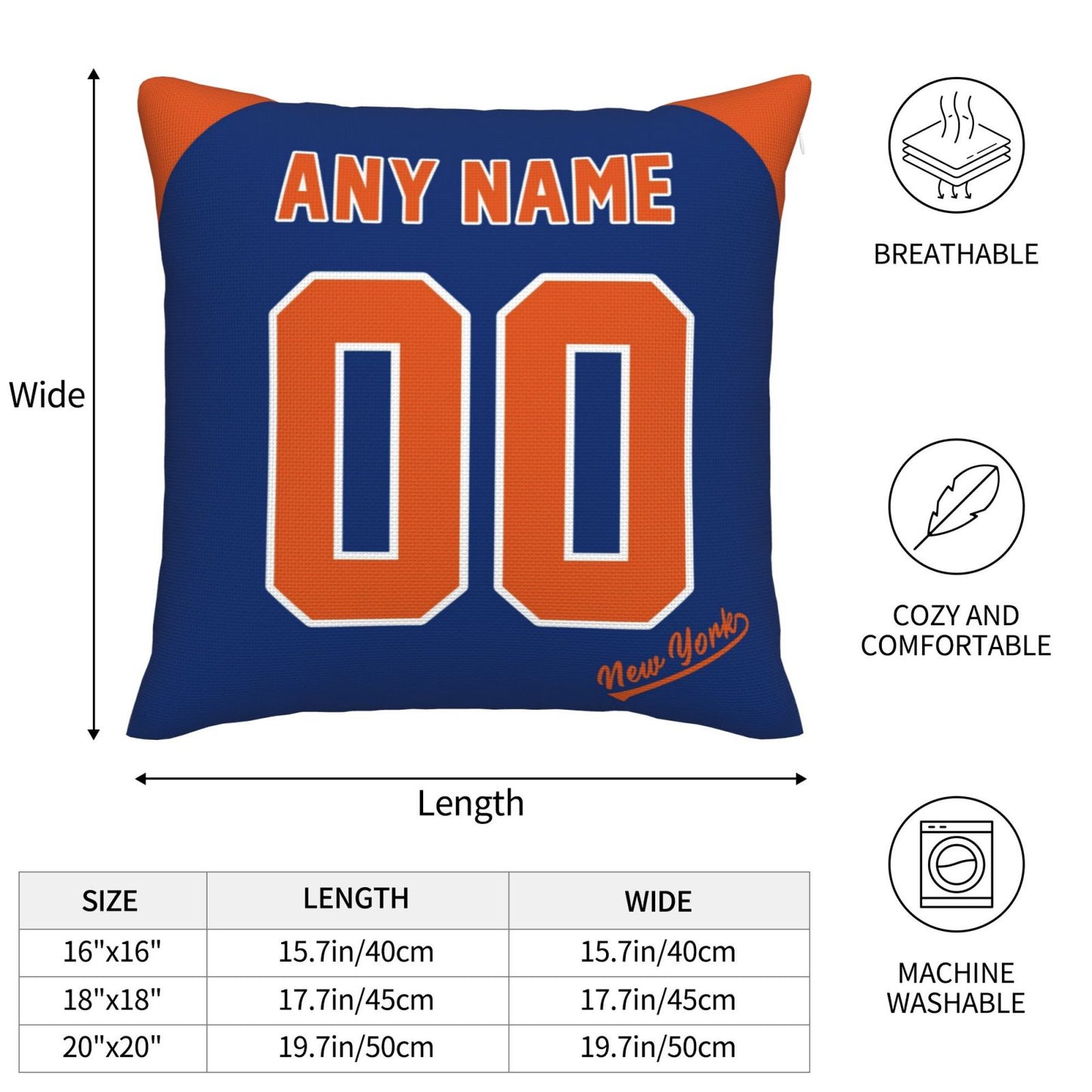 Custom New York Mets Pillow Decorative Throw Pillow Case - Print Personalized Football Team Fans Name & Number Birthday Gift Football Pillows