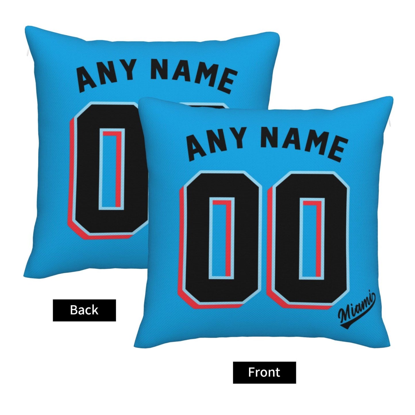 Custom Miami Marlins Pillow Decorative Throw Pillow Case - Print Personalized Football Team Fans Name & Number Birthday Gift Football Pillows