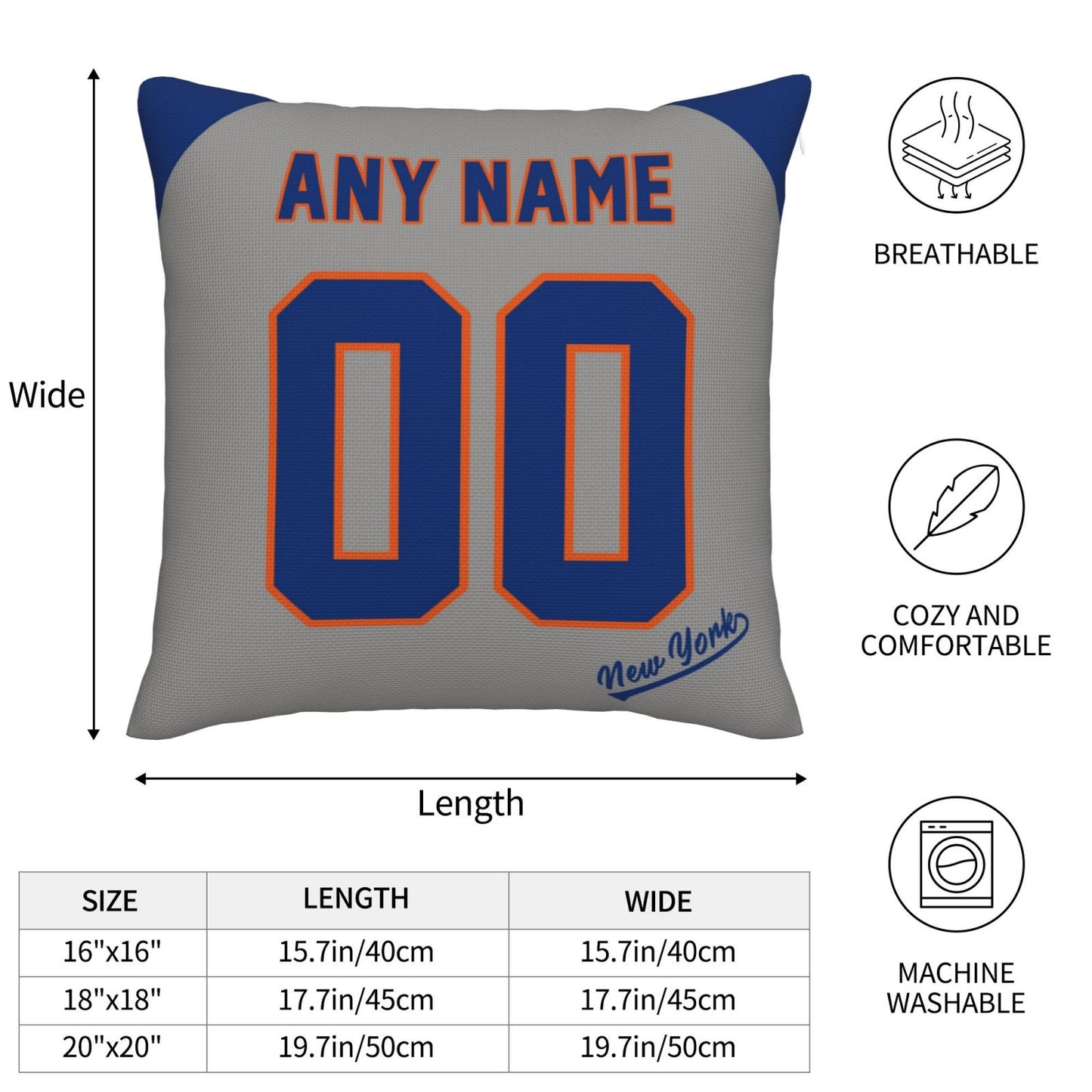 Custom New York Mets Pillow Decorative Throw Pillow Case - Print Personalized Football Team Fans Name & Number Birthday Gift Football Pillows