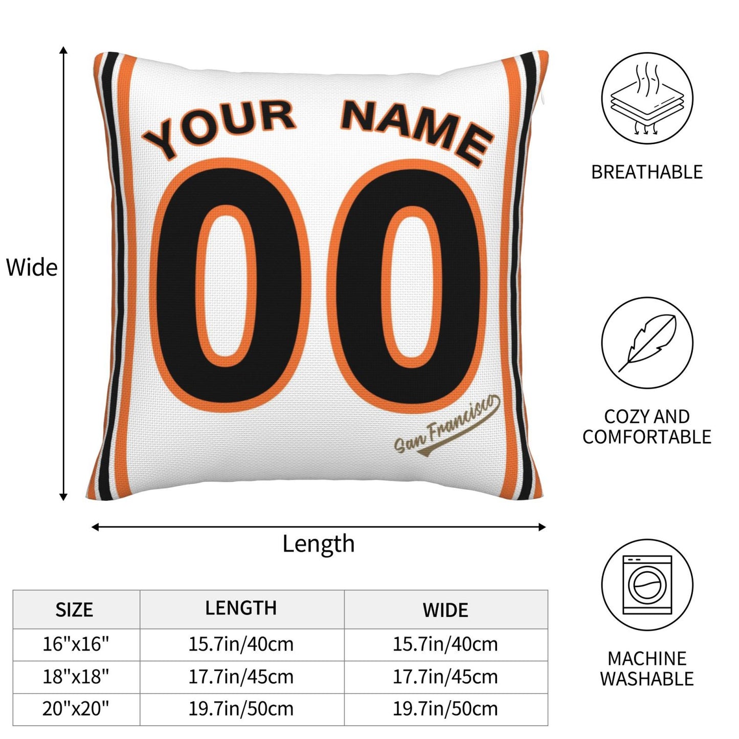 Custom San Francisco Giants Pillow Decorative Throw Pillow Case - Print Personalized Football Team Fans Name & Number Birthday Gift Football Pillows