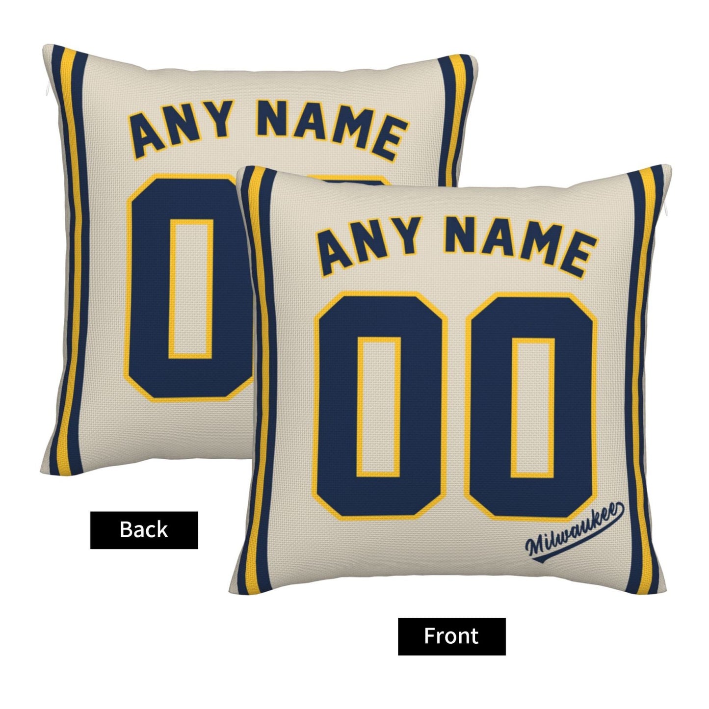 Custom Milwaukee Brewers Pillow Decorative Throw Pillow Case - Print Personalized Football Team Fans Name & Number Birthday Gift Football Pillows