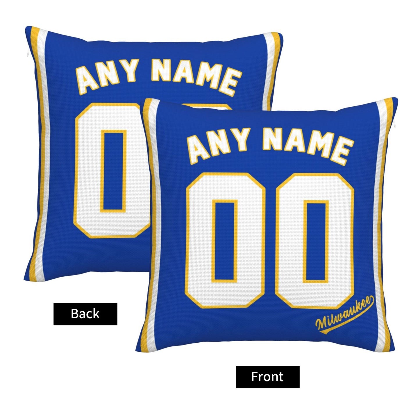 Custom Milwaukee Brewers Pillow Decorative Throw Pillow Case - Print Personalized Football Team Fans Name & Number Birthday Gift Football Pillows
