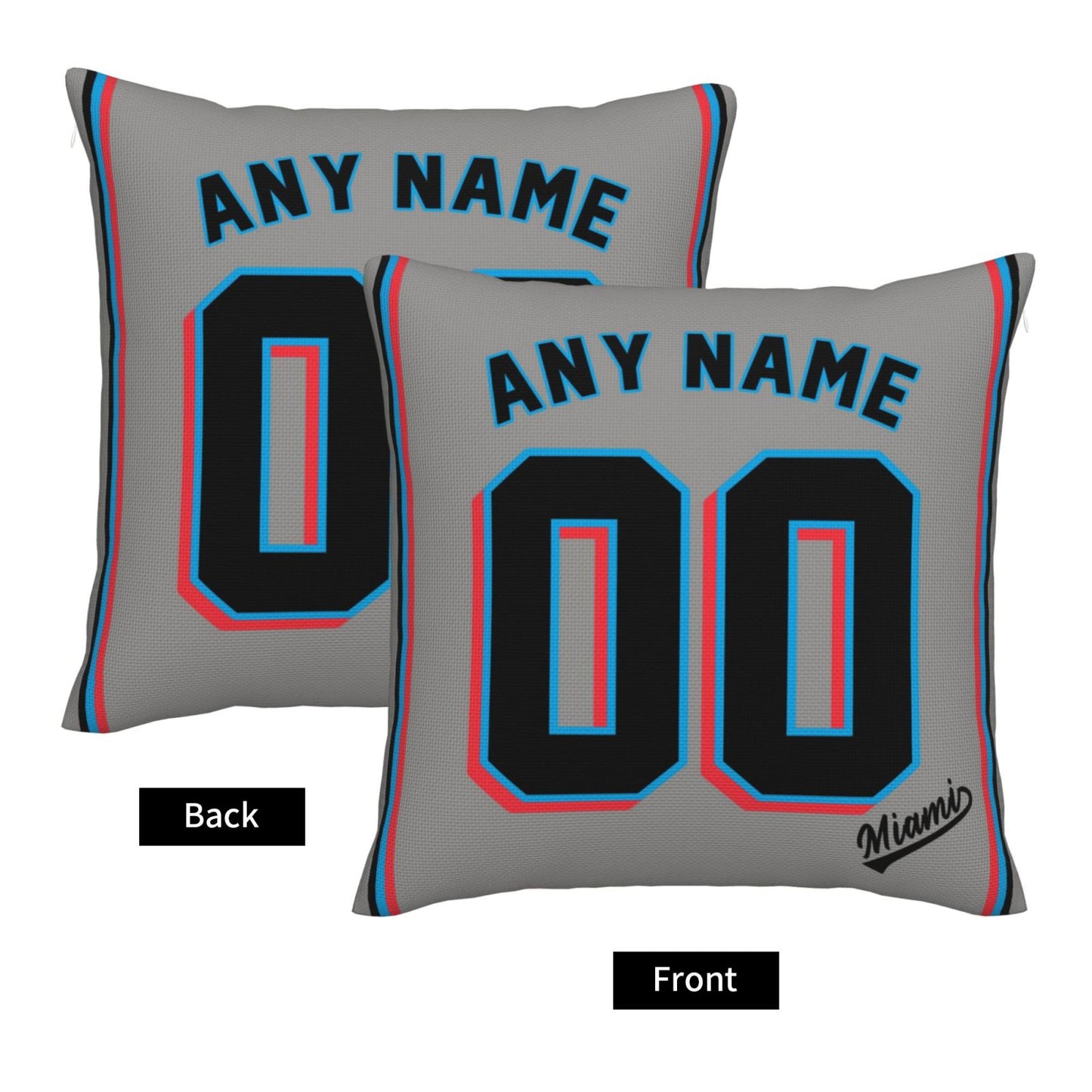 Custom Miami Marlins Pillow Decorative Throw Pillow Case - Print Personalized Football Team Fans Name & Number Birthday Gift Football Pillows