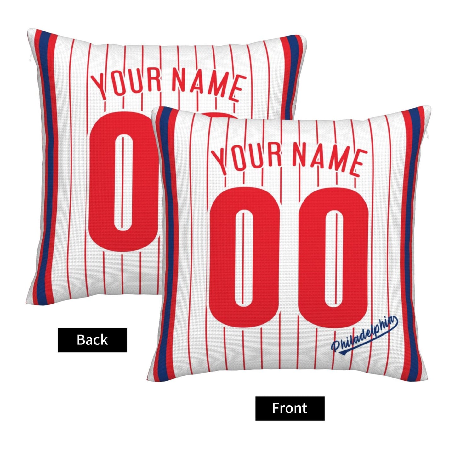 Custom Philadelphia Phillies Pillow Decorative Throw Pillow Case - Print Personalized Football Team Fans Name & Number Birthday Gift Football Pillows
