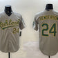Oakland Athletics #24 Ricky Henderson Gray With Patch Stitched Baseball Jersey