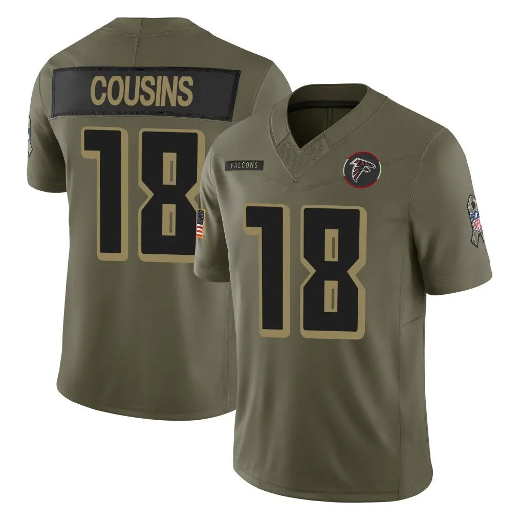 A.Falcons #18 Kirk Cousins Player Olive Salute To Service Limited Home Game BALCE Stitched Jerseys