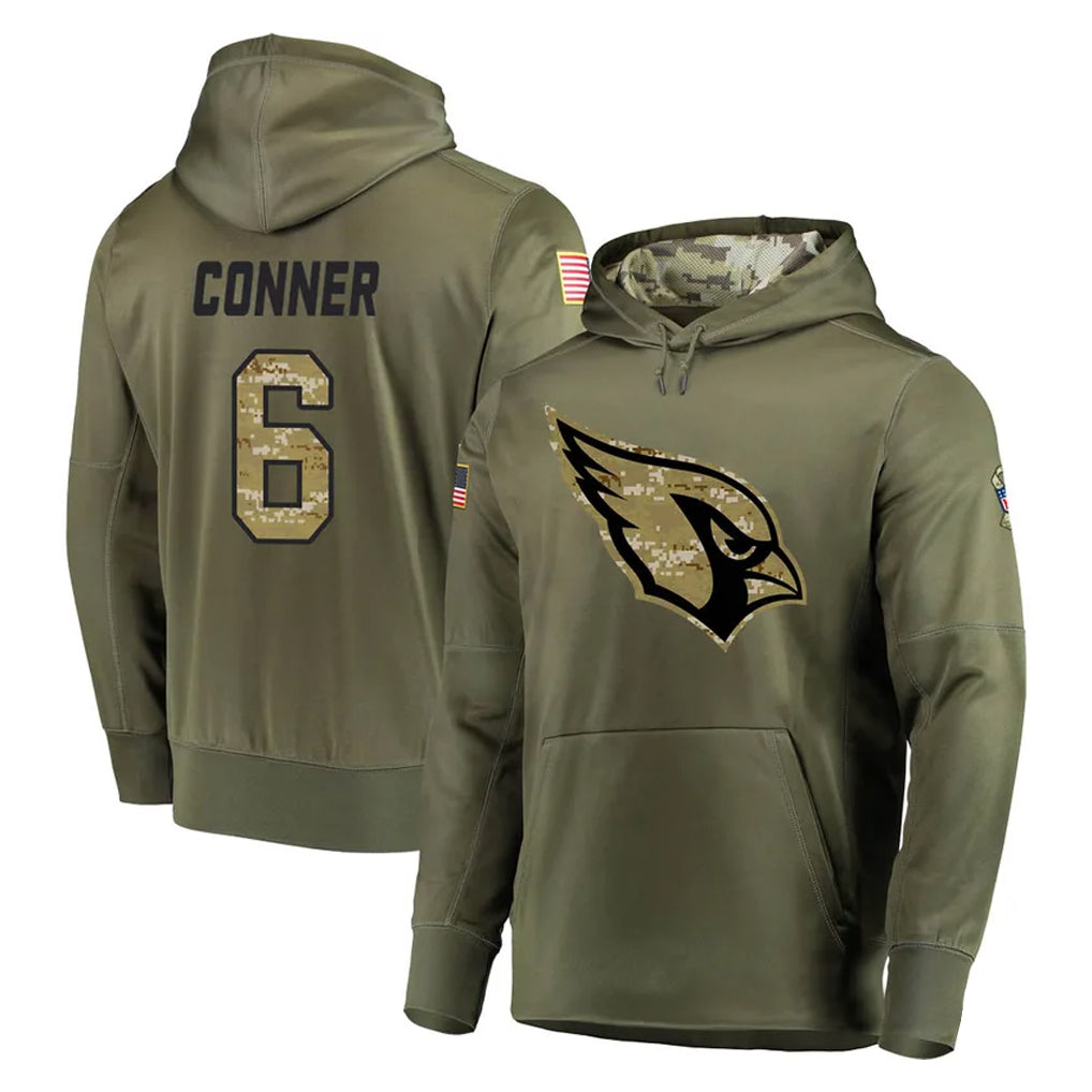 A.Cardinals #6 James Conner Player Olive Salute to Service Limited Hoodie BALCE Stitched Jerseys