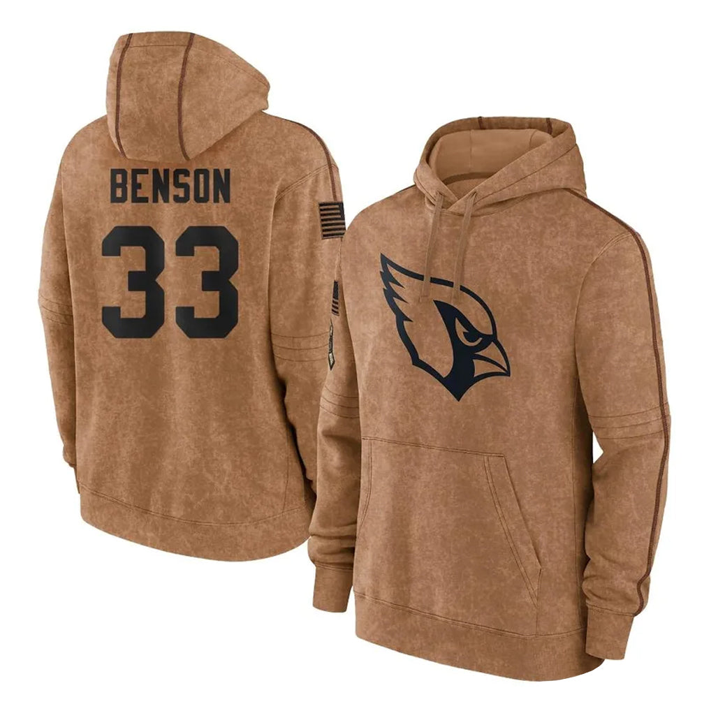 A.Cardinals #33 Trey Benson Player Brown Salute To Service Limited Hoodies BALCE Stitched Jerseys