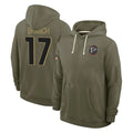 A.Falcons #17 Zachariah Branch Player Olive 2025 Salute to Service Hoodies BALCE Stitched Jerseys