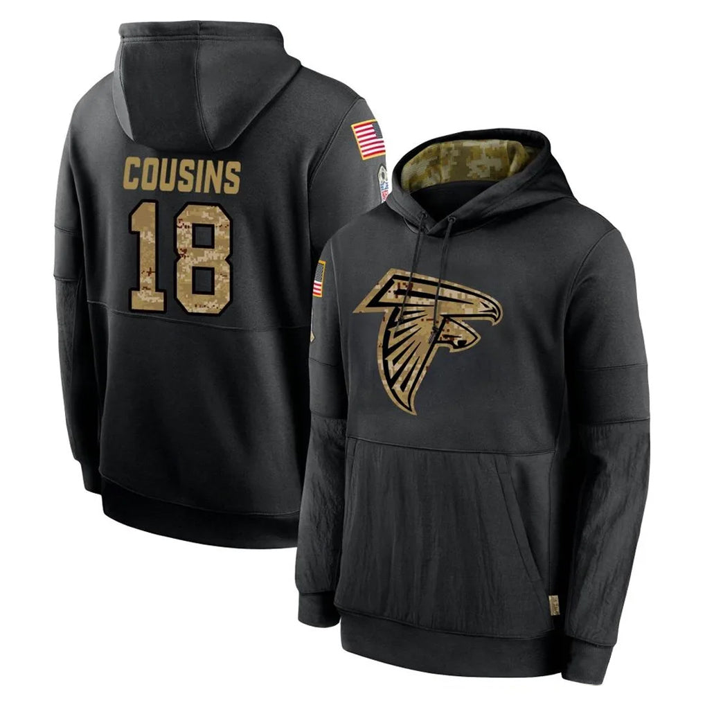 A.Falcons #18 Kirk Cousins Player Black Salute to Service Limited Black Hoodie BALCE Stitched Jerseys