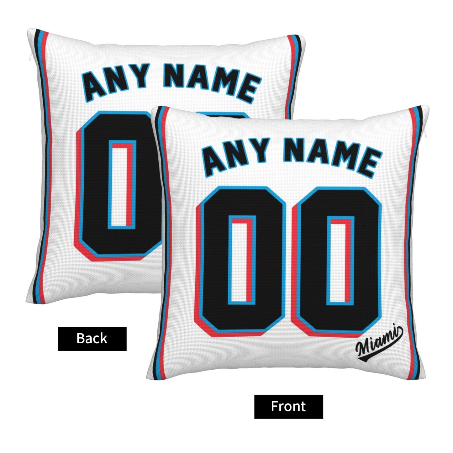 Custom Miami Marlins Pillow Decorative Throw Pillow Case - Print Personalized Football Team Fans Name & Number Birthday Gift Football Pillows