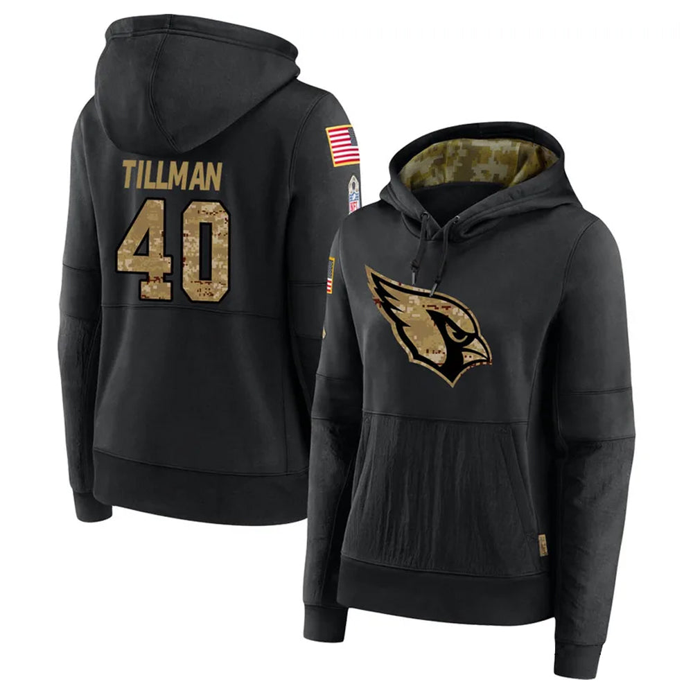 A.Cardinals #40 Pat Tillman Player Black Salute to Service Limited Hoodie BALCE Stitched Jerseys