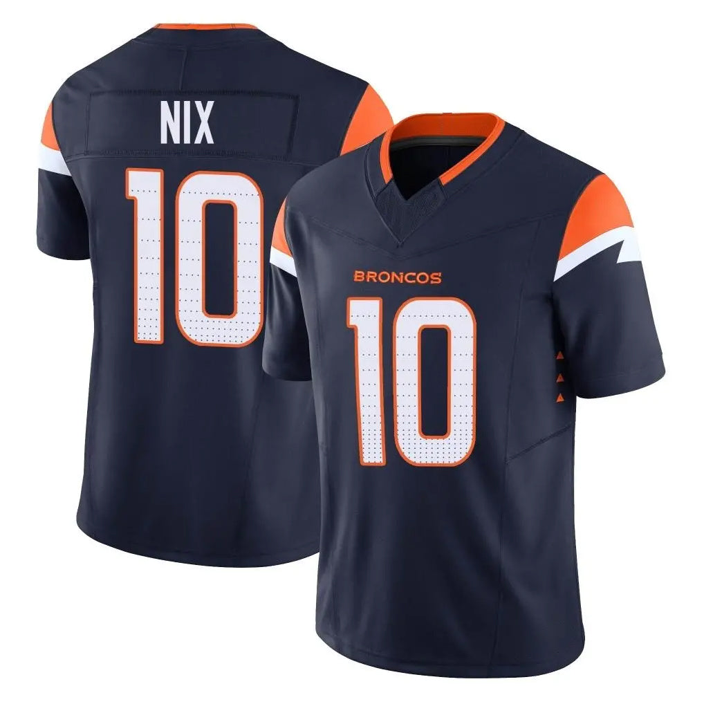 D.Broncos #10 Bo Nix Player Navy Limited Vapor F.U.S.E. Home Game BALCE Stitched Jerseys