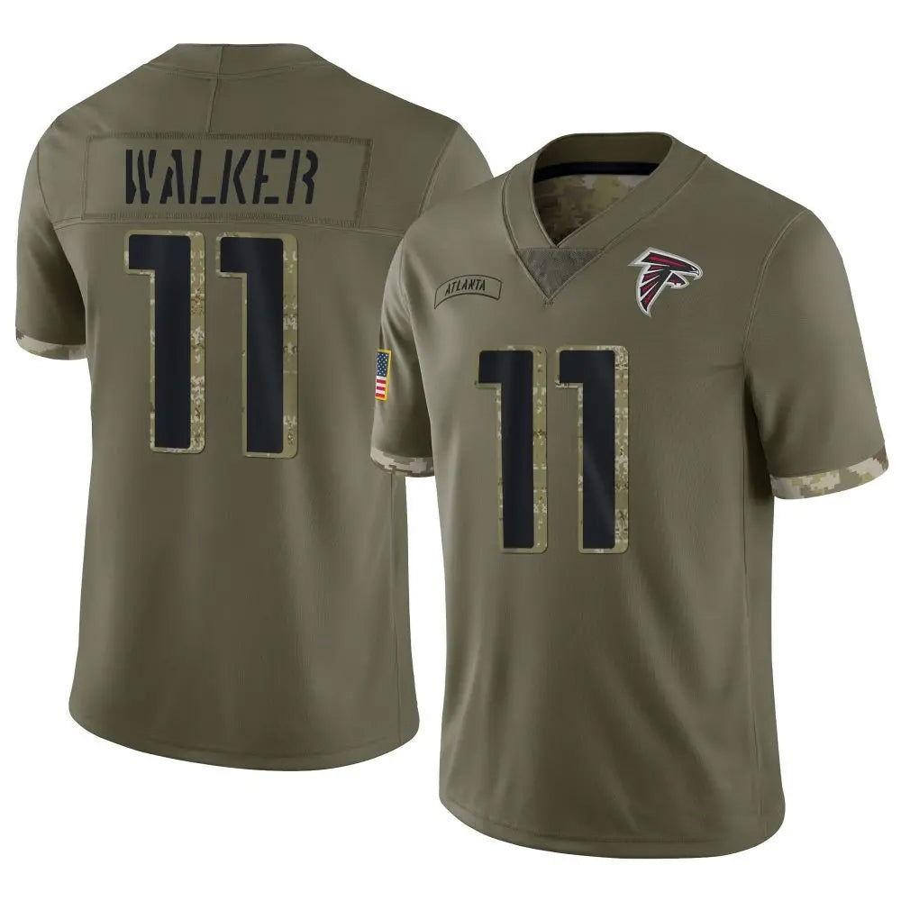 A.Falcons #11 Jalon Walker Player Olive Salute To Service BALCE Stitched Jerseys