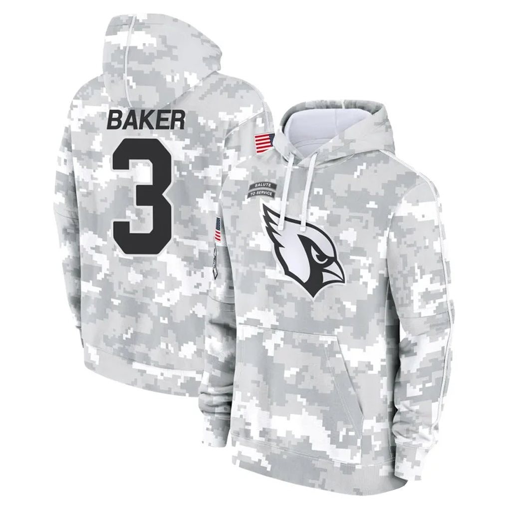 A.Cardinals #3 Budda Baker Player Arctic Camo Salute to Service Limited Hoodie BALCE Stitched Jerseys