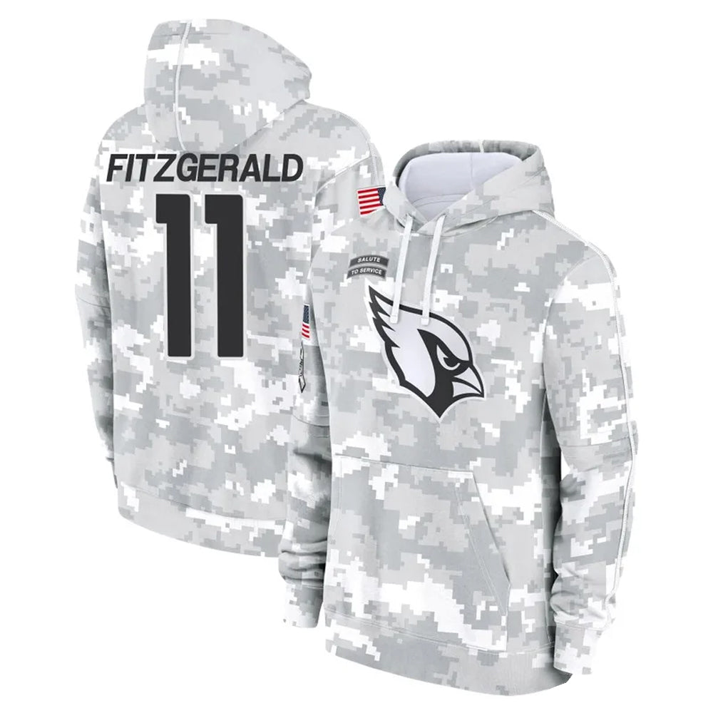 A.Cardinals #11 Larry Fitzgerald Player Arctic Camo Salute to Service Limited Hoodie BALCE Stitched Jerseys