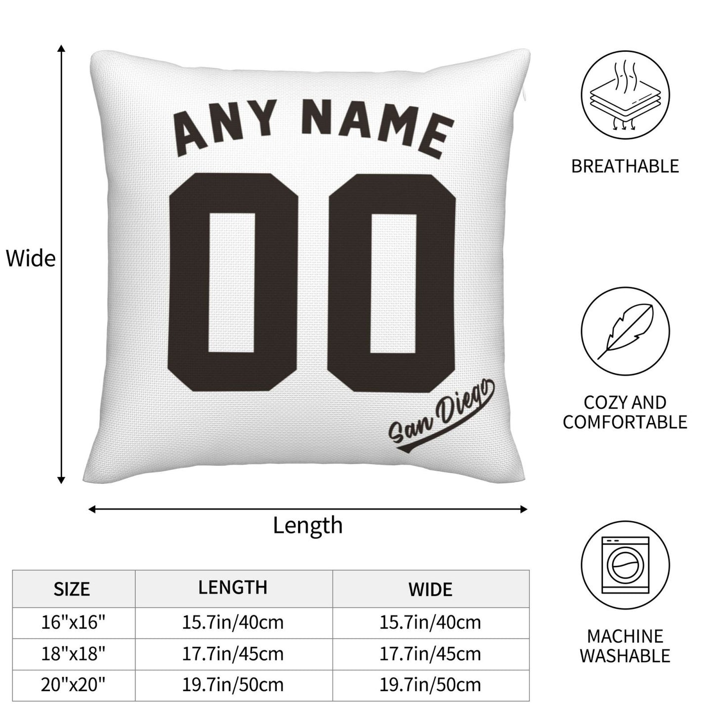 Custom San Diego Padres Pillow Decorative Throw Pillow Case - Print Personalized Football Team Fans Name & Number Birthday Gift Football Pillows