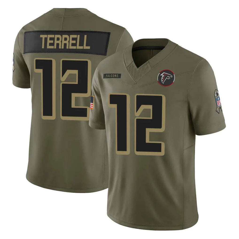 A.Falcons #12 Avieon Terrell Player Olive Salute To Service Limited Home Game BALCE Stitched Jerseys
