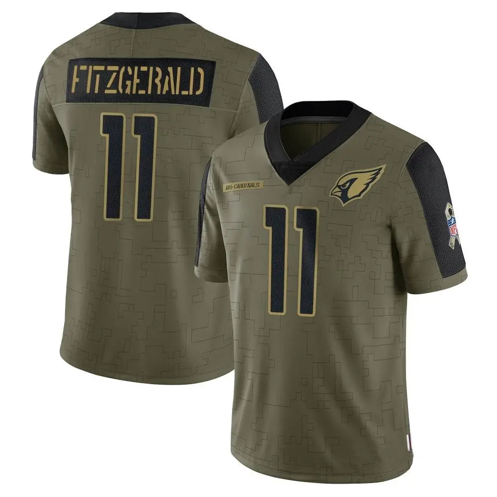A.Cardinals #11 Larry Fitzgerald Player Salute To Service Olive BALCE Stitched Jerseys