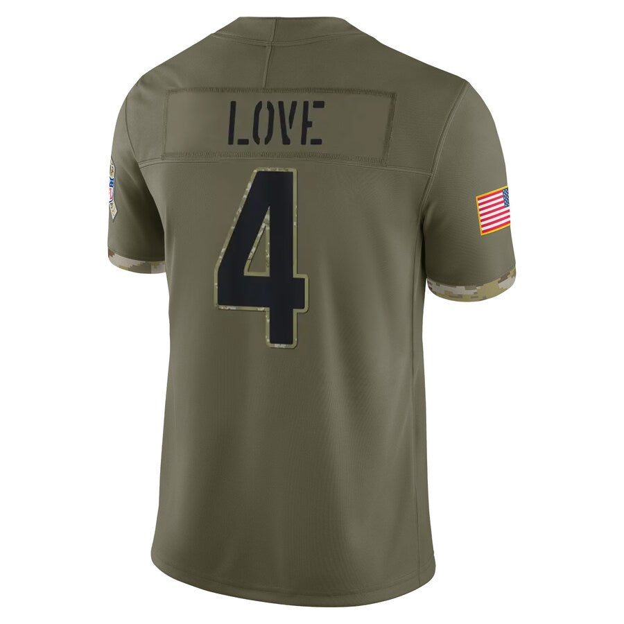 A.Cardinals #4 Jeremiyah Love Player Olive Salute To Service Limited Home Game BALCE Stitched Jerseys