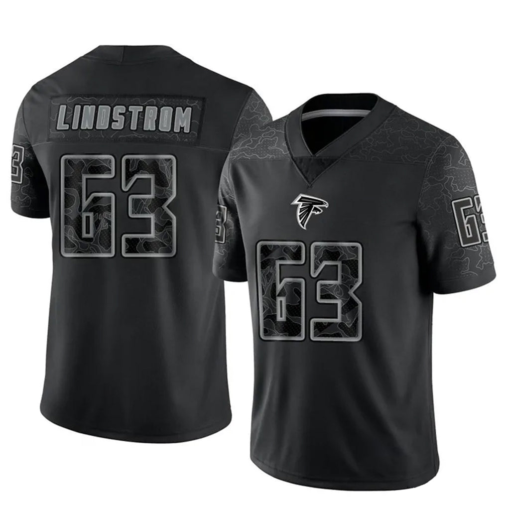A.Falcons #63 Chris Lindstrom Player Black RFLCTV Limited BALCE Stitched Jerseys