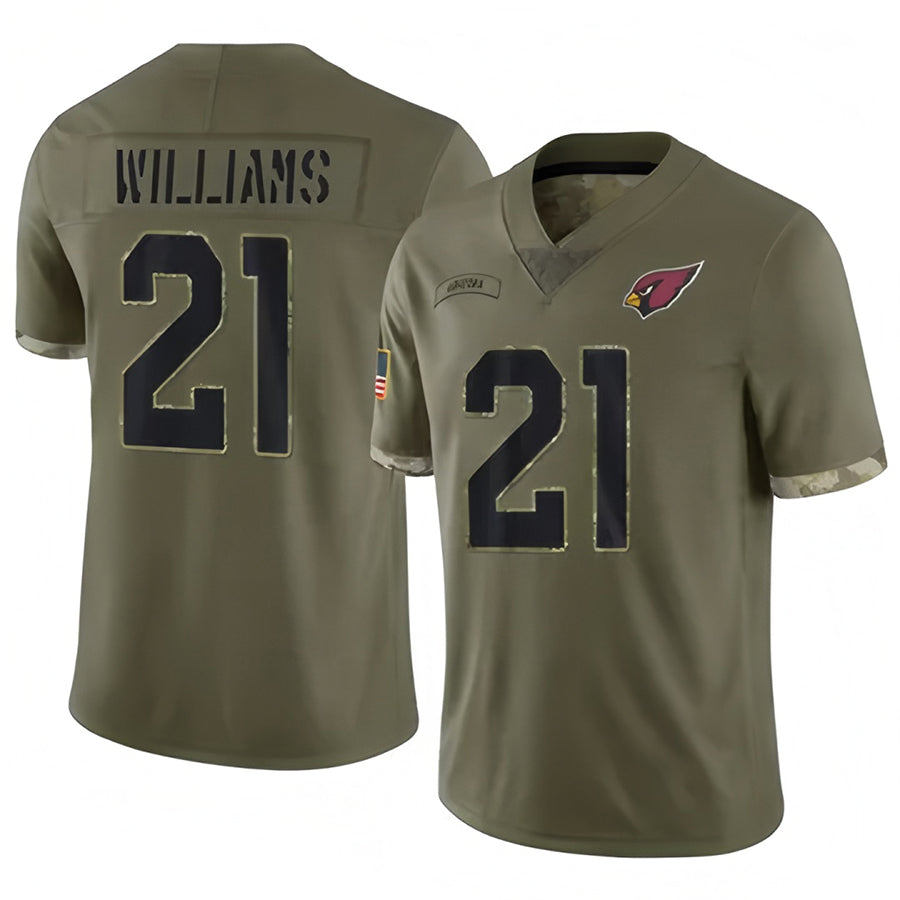 A.Cardinals #21 Garrett Williams Player Olive Salute To Service BALCE Stitched Jerseys