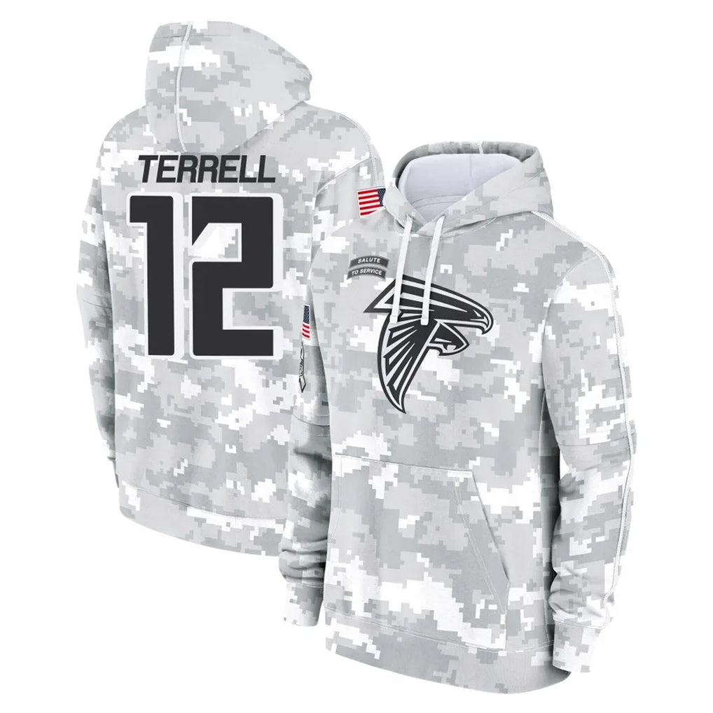 A.Falcons #12 Avieon Terrell Player Arctic Camo Salute to Service Limited Hoodie BALCE Stitched Jerseys