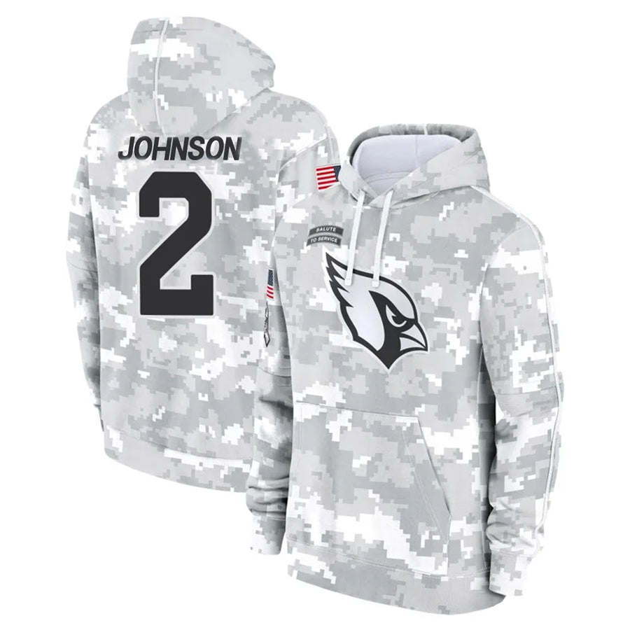 A.Cardinals #2 Will Johnson Player Camo Salute to Service Hoodies BALCE Stitched Jerseys