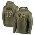 A.Falcons #17 Zachariah Branch Player Olive Salute to Service Club Fleece Hoodie BALCE Stitched Jerseys