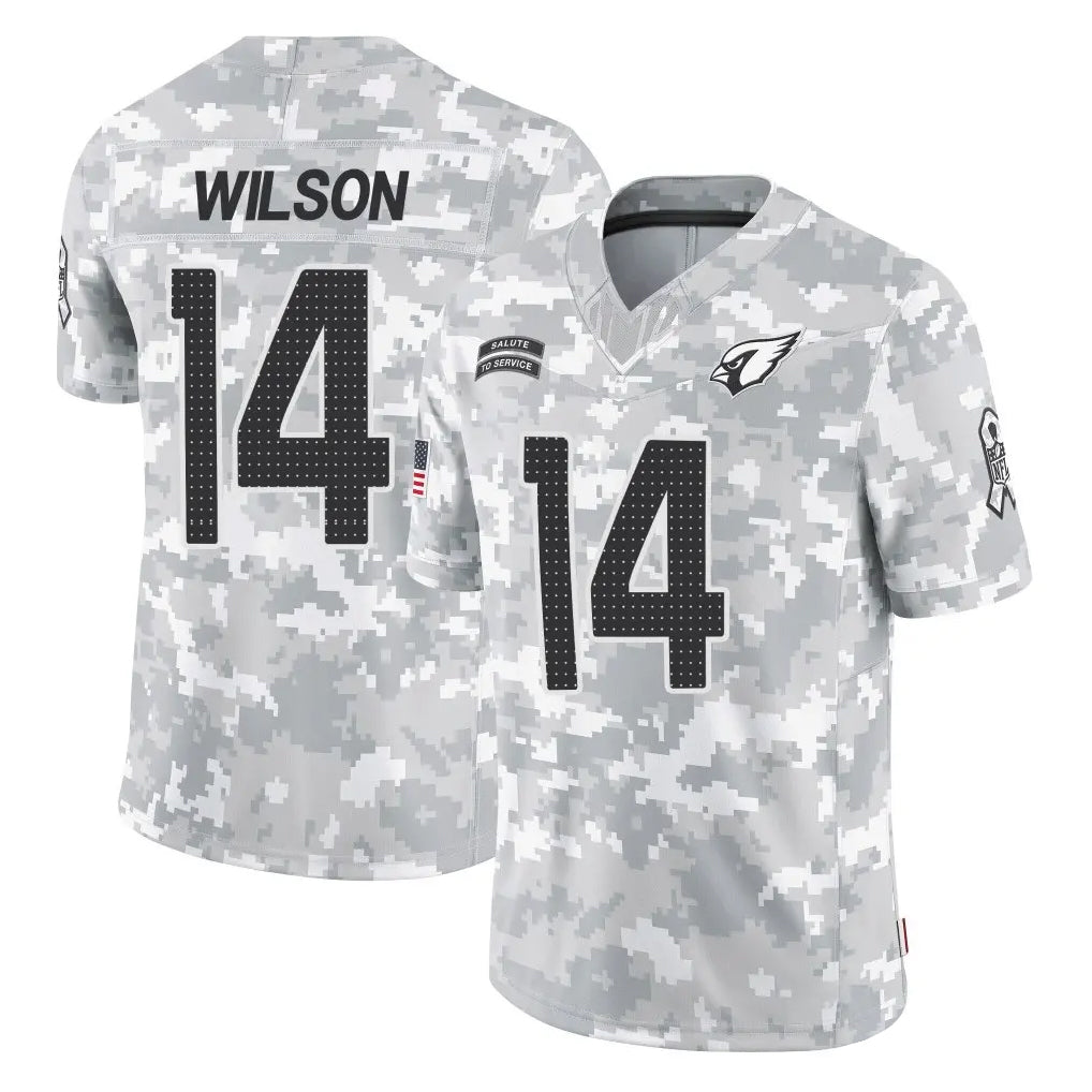 A.Cardinals #14 Michael Wilson Player Camo Salute to Service Limited Home BALCE Stitched Jerseys