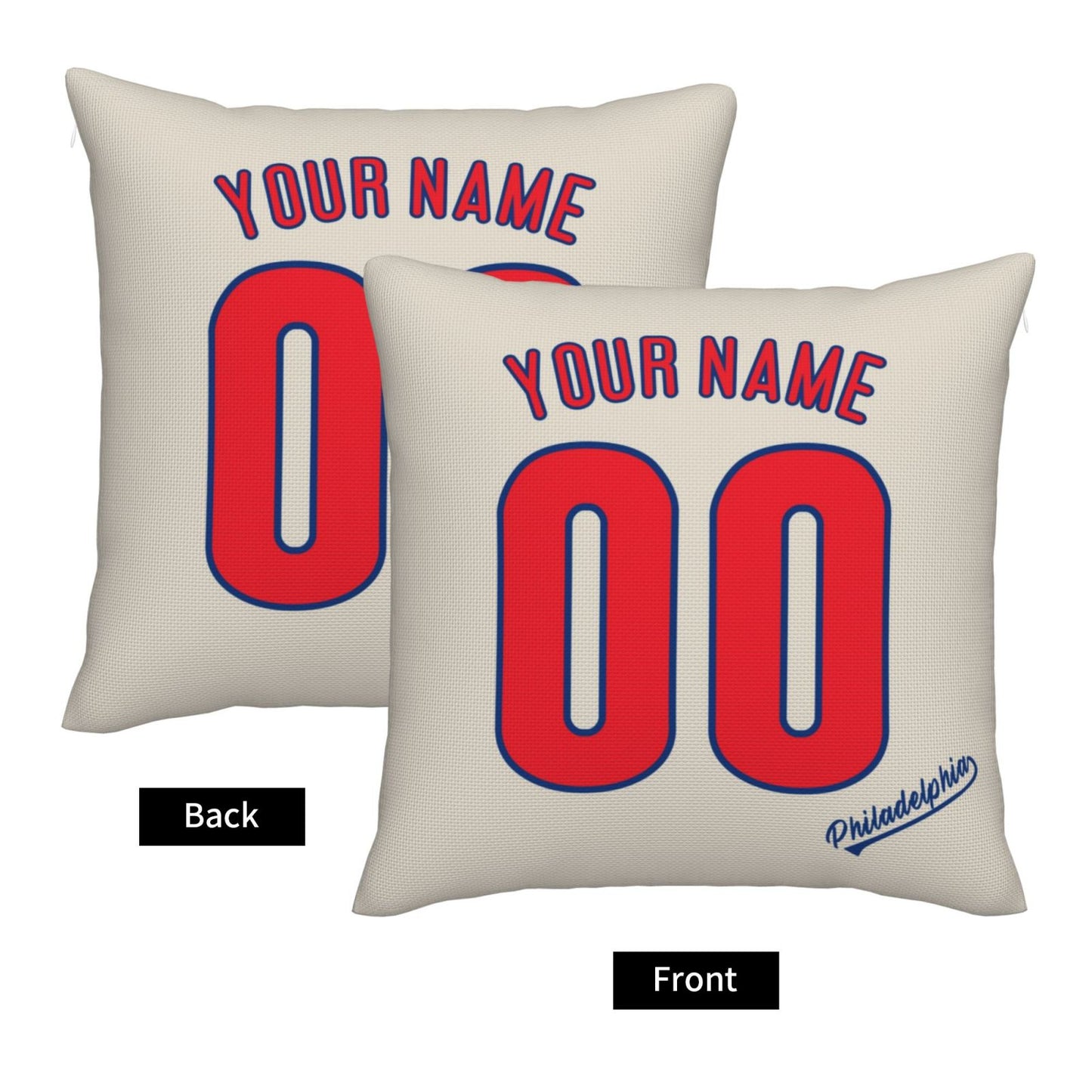 Custom Philadelphia Phillies Pillow Decorative Throw Pillow Case - Print Personalized Football Team Fans Name & Number Birthday Gift Football Pillows