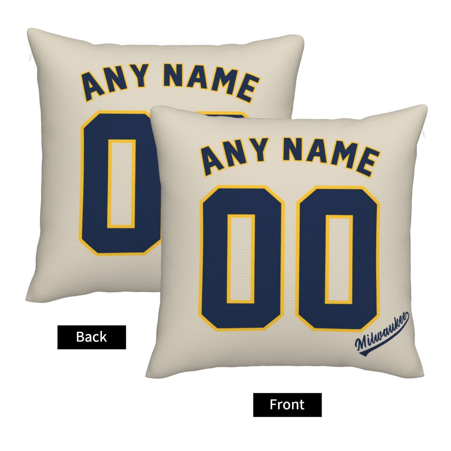 Custom Milwaukee Brewers Pillow Decorative Throw Pillow Case - Print Personalized Football Team Fans Name & Number Birthday Gift Football Pillows