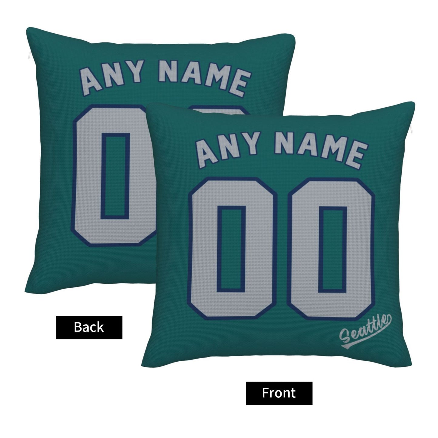 Custom Seattle Mariners Pillow Decorative Throw Pillow Case - Print Personalized Football Team Fans Name & Number Birthday Gift Football Pillows