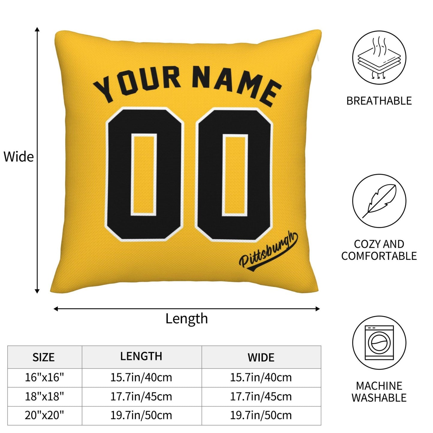 Custom Pittsburgh Pirates Pillow Decorative Throw Pillow Case - Print Personalized Football Team Fans Name & Number Birthday Gift Football Pillows