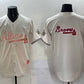 Atlanta Braves Team Big Logo Cream 2024 Atliens & Peach With Outkast Patch Vapor Limited Stitched Baseball Jersey