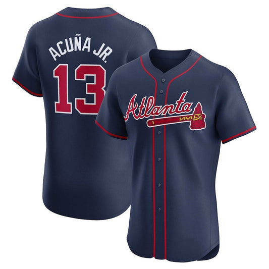 Atlanta Braves #13 Ronald Acuña Jr. Alternate Elite Player Jersey - Navy Baseball Jerseys