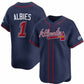 Atlanta Braves #1 Ozzie Albies Navy 2025 Speedway Classic Alternate Limited Stitched Baseball Jersey