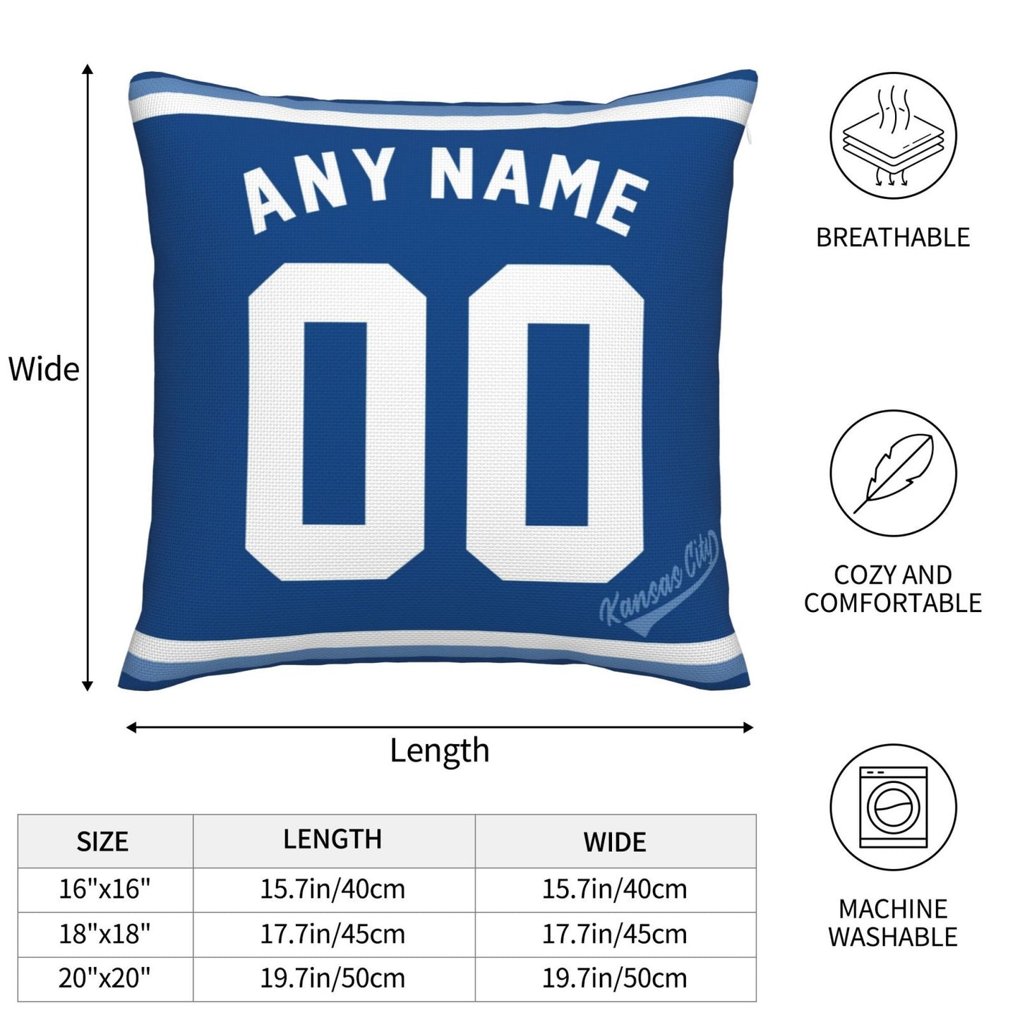 Custom Kansas City Royals Pillow Decorative Throw Pillow Case - Print Personalized Football Team Fans Name & Number Birthday Gift Football Pillows